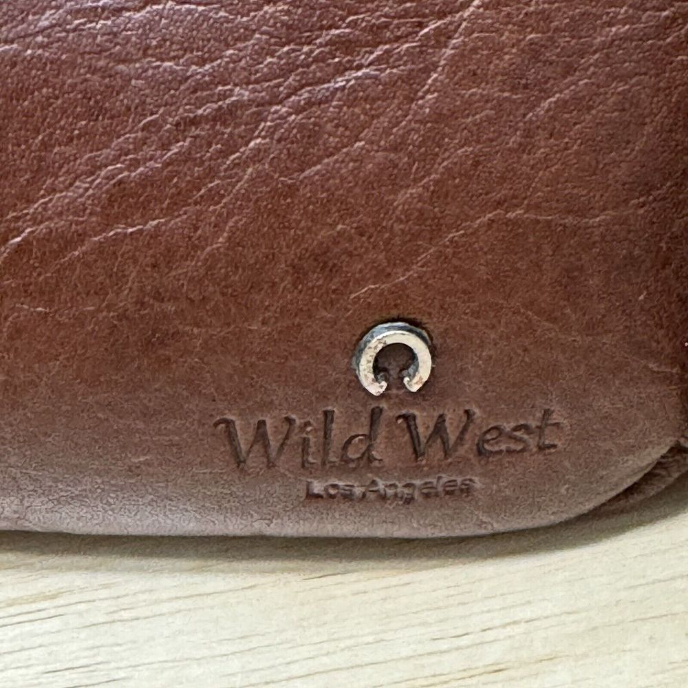 Wild West Los Angeles Leather Purse Brown Shoulder Bag Green Gingham Western
